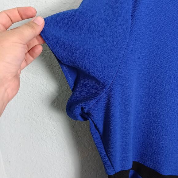 NWT ASHLEY STEWART Womens Plus 26/28 Royal Blue Midi Dress‎ Short Sleeve Zip - Picture 6 of 8